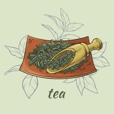 Kuru çay ve ahşap Kepçe