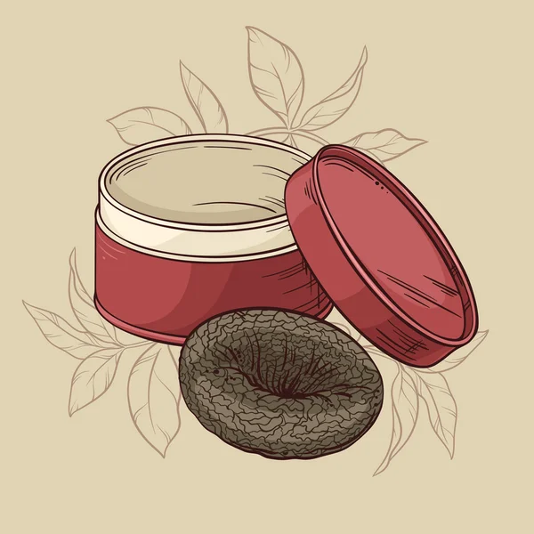 Té Puer sobre fondo marrón — Vector de stock