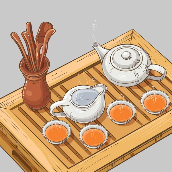 中国茶の儀式 — ストックベクタ