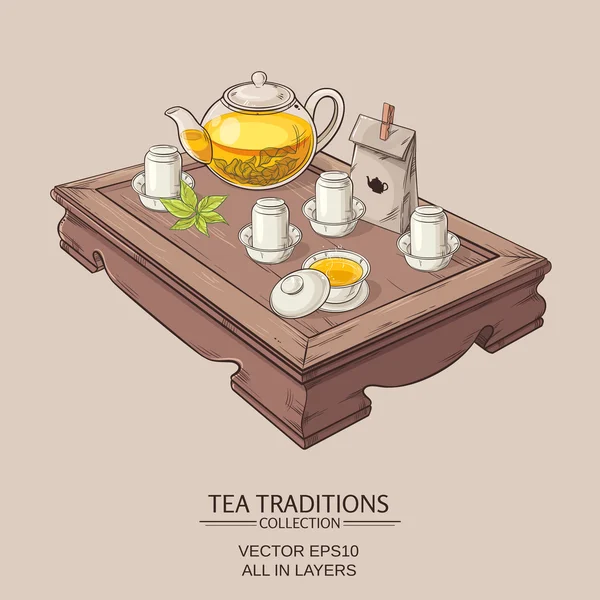 Chinese tea ceremony — Stock Vector