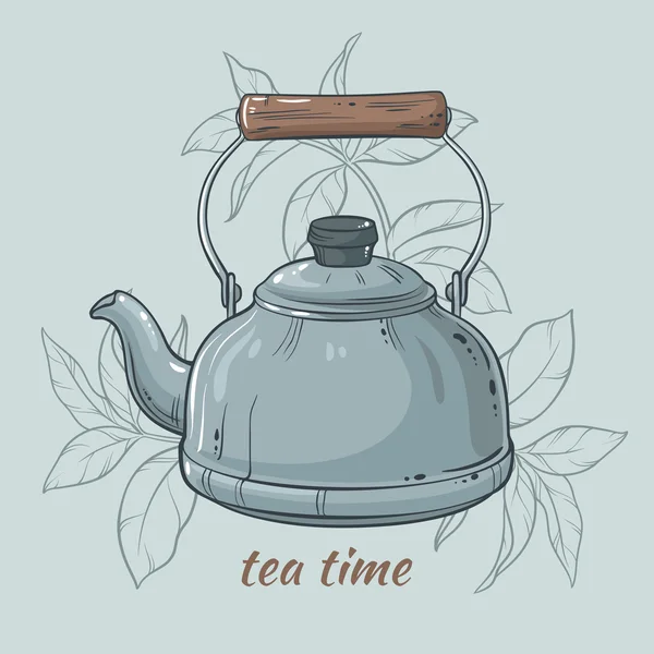 Синий чайник на цветном фоне — стоковый вектор