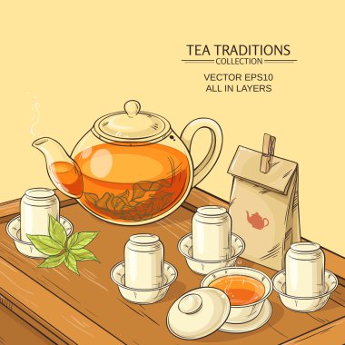 çay töreni ile illüstrasyon 