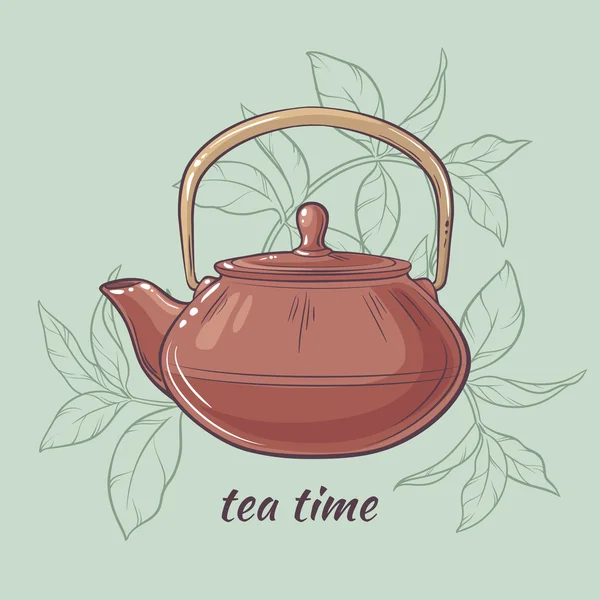 Teekanne auf farbigem Hintergrund — Stockvektor
