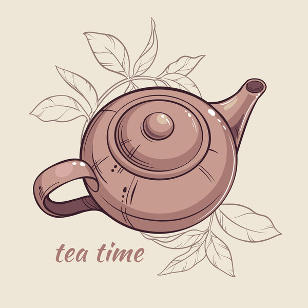 Teapot on color background