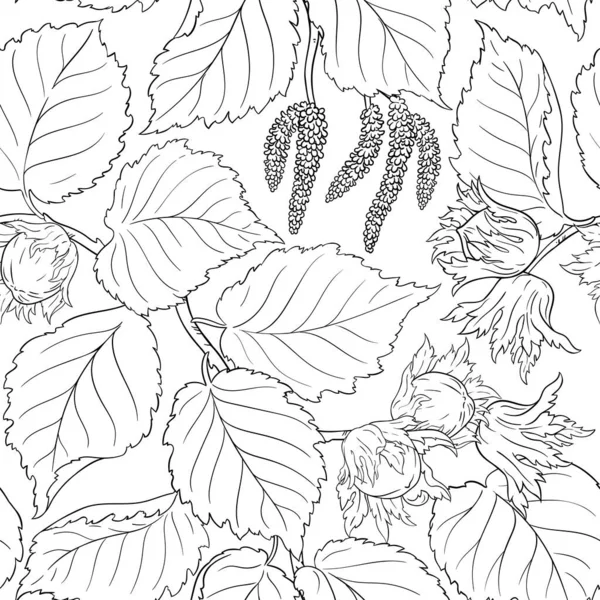 白背景的榛子花纹 — 图库矢量图片