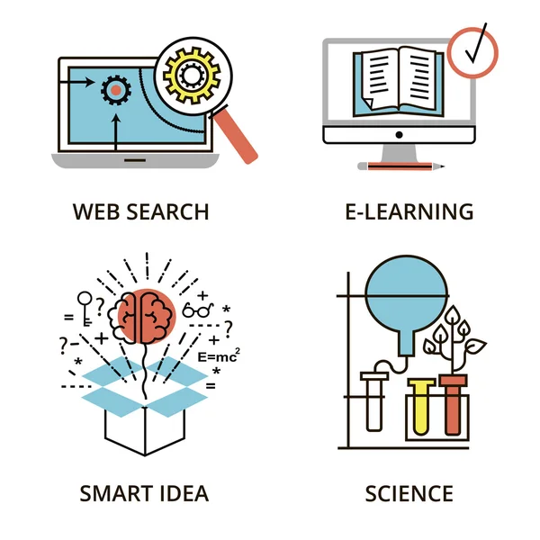 개념, 웹 검색, e-학습, 그리고 스마트 아이디어의 세트 — 스톡 벡터