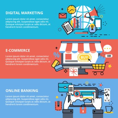 Dijital pazarlama, e-ticaret ve online bankacılık kavramlarını