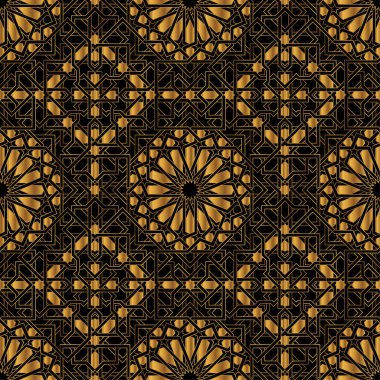İslami Altın Organik Kusursuz Desensiz Arkaplan EPS Vektörü