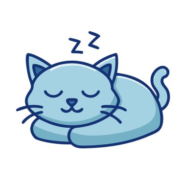 Tatlı kedi uyuyor. Düz biçimdeki vektör illüstrasyonu.