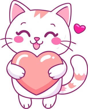 Kalp çizgi filmi olan sevimli bir kedi.