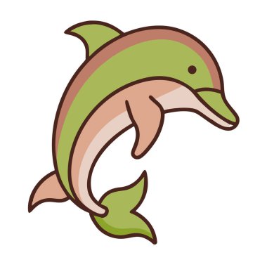 Şirin yunus hayvan izole edilmiş vektör çizimi