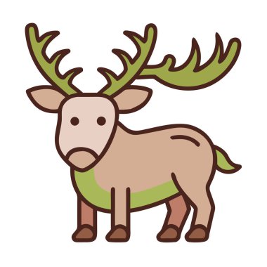 Ren geyiği hayvan ikonu. Web için ren geyiği vektör simgelerinin karikatür çizimi