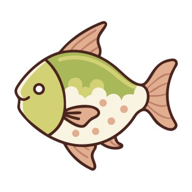 balık karikatürü simgesi izole edildi