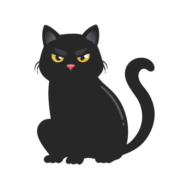 Kara kedi. karikatür cadılar bayramı çizim vektörü