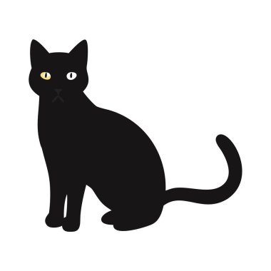 Beyaz arkaplanda kedi silueti, vektör illüstrasyonu.