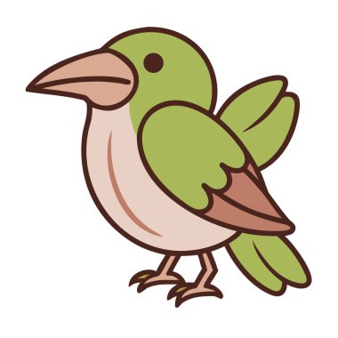 Kuş çizgi film tasarımı, Hayvanat bahçesi karakteri doğa ve hayvan temalı illüstrasyon