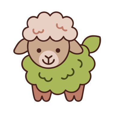 Yeşil arka planı olan sevimli koyunlar.