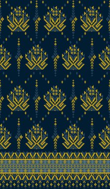 Her yerli piksel kumaştan esinlenilmiş güzel bir pikselsel desen. wayuu Afro-Afrikalı Amerikan yerlisi Güneydoğu Asya geleneksel tekstil Tayland ipeği deseni Avustralya ve Kolombiya kumaşı.