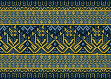 Her yerli piksel kumaştan esinlenilmiş güzel bir pikselsel desen. wayuu Afro-Afrikalı Amerikan yerlisi Güneydoğu Asya geleneksel tekstil Tayland ipeği deseni Avustralya ve Kolombiya kumaşı.