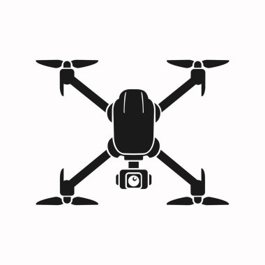 Kameralı, insansız hava aracı, uzaktan kumandalı insansız hava aracı olan bir kuadkopterin robot simgesi.