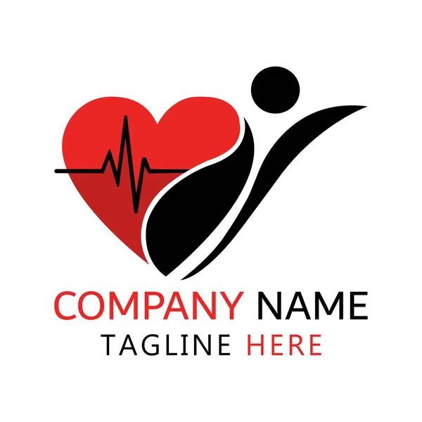 Kalp atışı logosu tasarımı, modern ve profesyonel görünümlü sağlık, bakım ve tıbbi hizmetlerin sembolü.