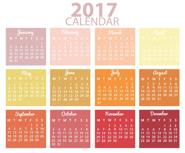 Projekt kalendarza 2017 — Wektor stockowy