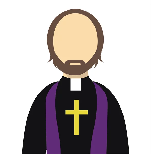 Sacerdote / Reverendo Flat Vector Isolato - Sacerdote icona piatta con croce — Vettoriale Stock