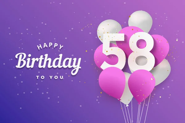 Feliz 58º Cumpleaños Globos Tarjeta Felicitación Fondo Años Aniversario 58º — Archivo Imágenes Vectoriales