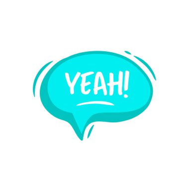 Konuşma balonunda bir kelime. Kabarcık konuşma cümlesi çizgi filmi. Sohbet balonu renkli sohbet mesajı. Vektör deposu