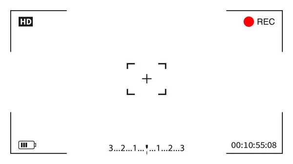Kayıt ya da kayıt videosu. Dijital odak ve pozlama ayarlarına sahip kamera görüntüleyici. HD kamera görüntü bulucu. Vektör deposu