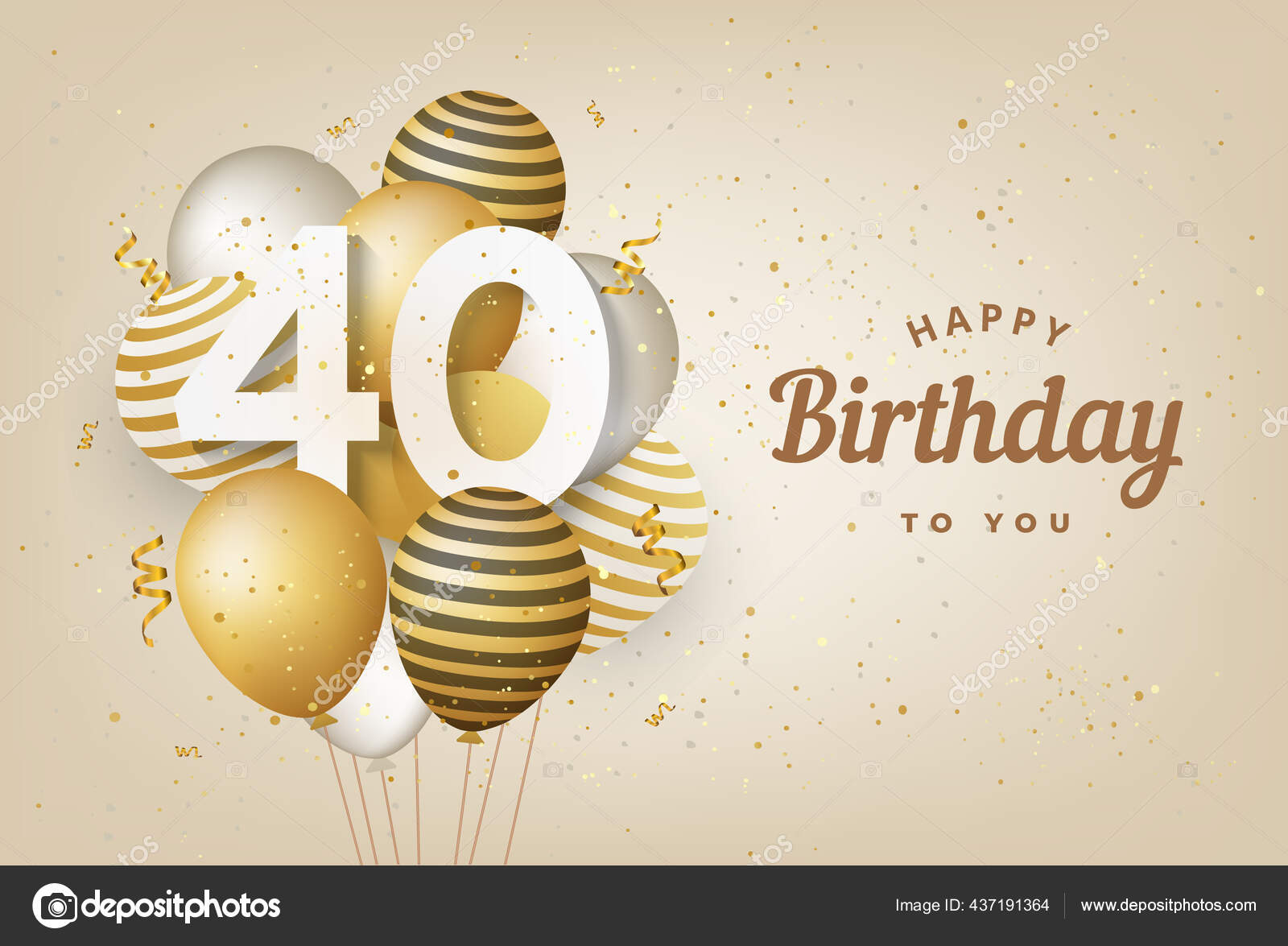 Feliz Cumpleaños Con Globos Oro Tarjeta Felicitación Fondo Años Aniversario  Vector de stock por ©Fayethequeen93 437191364