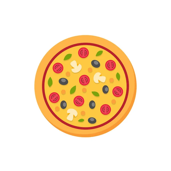 Pizza Aislada Sobre Fondo Blanco Pizza Estilo Plano Comida Italiana — Vector de stock