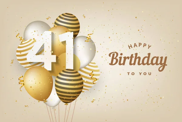 Χρόνια Πολλά 41Α Γενέθλια Φόντο Χρυσό Μπαλόνια Ευχετήρια Κάρτα Χρόνια — Διανυσματικό Αρχείο