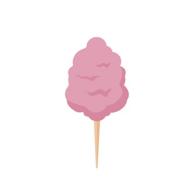 Beyaz arka planda izole edilmiş pamuk helva. Pembe pamuk helva. Vektör deposu