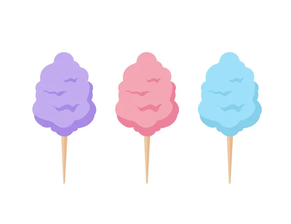 Set Cotton Candy Isolated White Background Candy Floss Vector Stock — Stock Vector