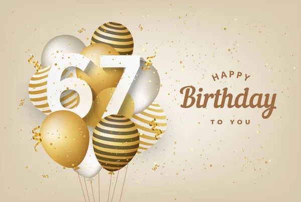 Feliz Cumpleaños Con Globos Oro Tarjeta Felicitación Fondo Años Aniversario — Vector de stock