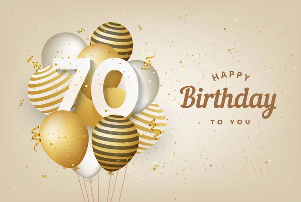 Buon Settantesimo Compleanno Con Palloncini Oro Sfondo Biglietto Auguri Anni — Vettoriale Stock