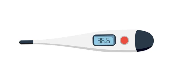 Medical Thermometer Isolated White Background Digital Thermometer Flat Style Vector — Stock Vector