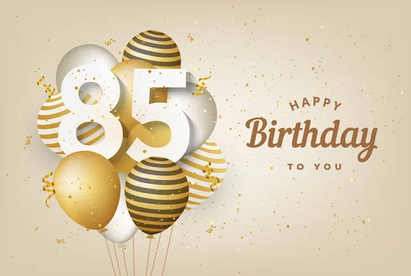 Feliz Cumpleaños Con Globos Oro Tarjeta Felicitación Fondo Años Aniversario — Archivo Imágenes Vectoriales