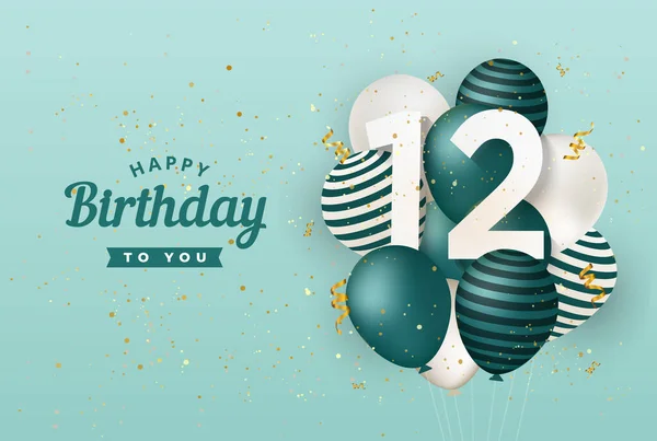 Feliz Cumpleaños Con Globos Verdes Tarjeta Felicitación Fondo Años Aniversario — Archivo Imágenes Vectoriales