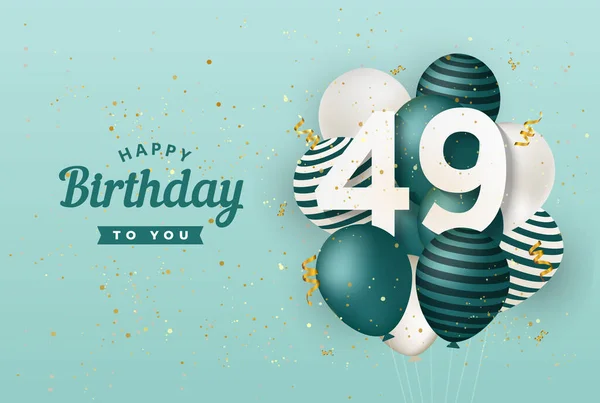 Feliz Cumpleaños Con Globos Verdes Tarjeta Felicitación Fondo Años Aniversario — Archivo Imágenes Vectoriales