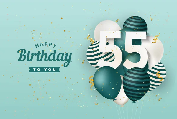 Χρόνια Πολλά 55Α Γενέθλια Πράσινα Μπαλόνια Φόντο Ευχετήρια Κάρτα Χρόνια — Διανυσματικό Αρχείο