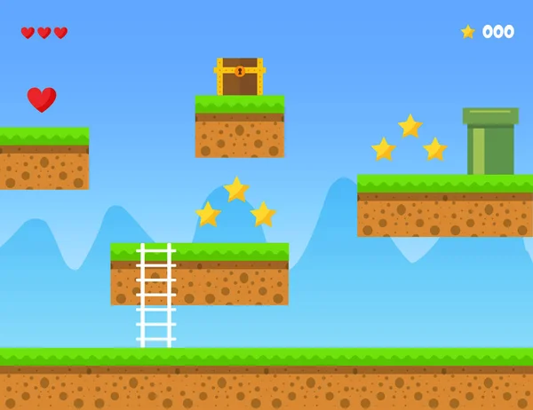 Velho Fundo Retro Jogo Vídeo Plataforma Design Jogo Arcade Existências — Vetor de Stock