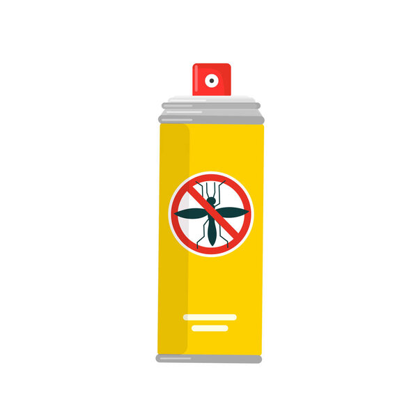 Отталкивающий спрей может быть изолирован на белом фоне. Спрей от насекомых. Концепция профилактики. Векторный сток