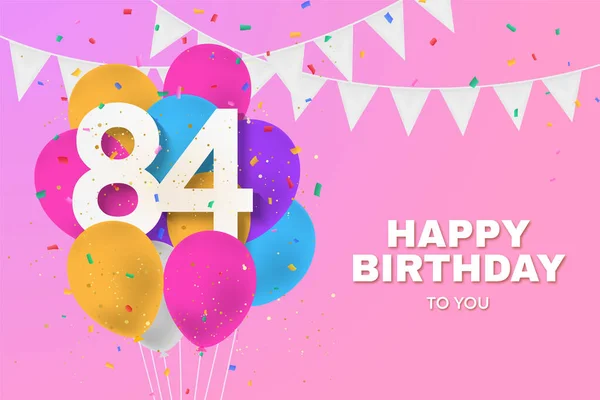 Χαρούμενα 84Α Μπαλόνια Γενεθλίων Φόντο Ευχετήρια Κάρτα Χρόνια Επέτειο 84Η — Φωτογραφία Αρχείου