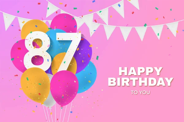 Gelukkige 87Ste Verjaardag Ballonnen Wenskaart Achtergrond Jaar Jubileum 87E Viering — Stockfoto