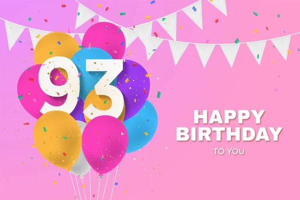 Feliz 93º Cumpleaños Globos Tarjeta Felicitación Fondo Años Aniversario Celebrando —  Fotos de Stock
