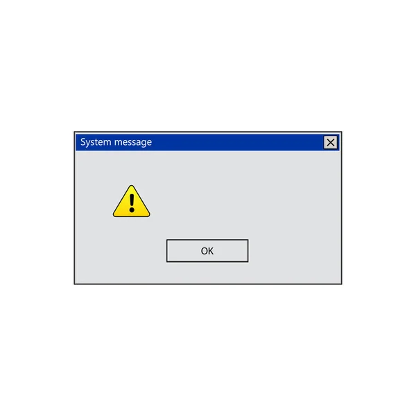 Peringatan Peringatan Jendela Pesan Dari Kesalahan Sistem Peringatan Jendela Kosong - Stok Vektor