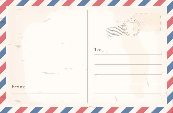 Leere Vintage Postkarte Zurück Briefmarke Reisekarten Vintage Design Vektoraktie — Stockvektor