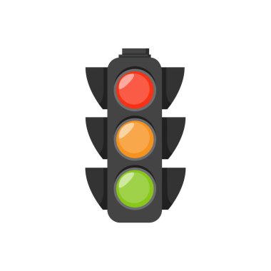 Trafik ışığı beyaz arka planda izole edildi. Düz stil trafik sinyali. Vektör deposu